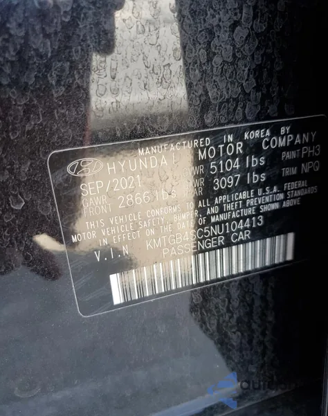 2022 Genesis G80 Base из США, поврежденный, VIN KMTGB4SC5NU104413